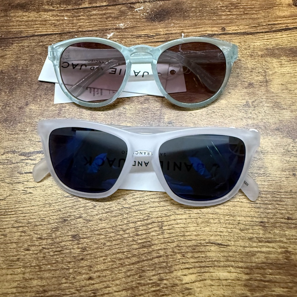 New Janie And Jack Toddler Sunglasses 2 pairs White and Aqua Blue 2-4 Years Old
